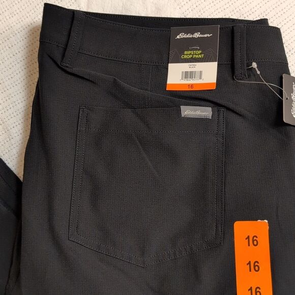Eddie Bauer 16 Black Ripstop Crop Pants, NEW - Picture 4 of 12